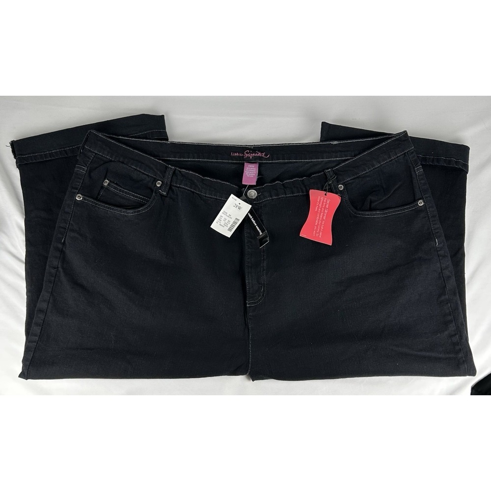 NWT Liz & Me Catherines Black Denim Capri Pants Womens Plus 28W Stretch